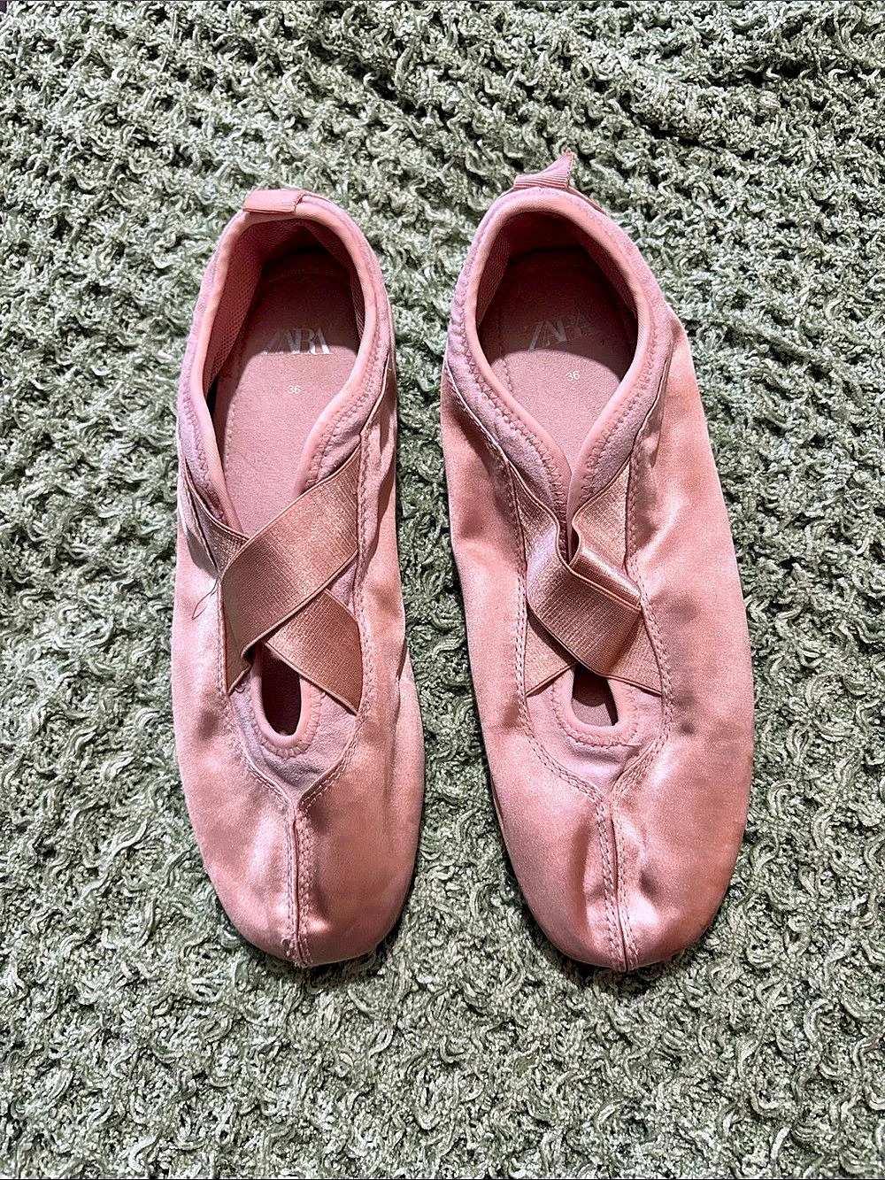 Zara Satin Ballerina Shoes Pink EU 36